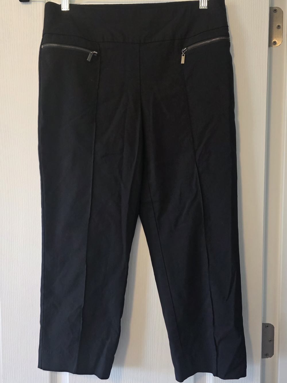 Style & Co Black Pull On Ankle Pants M Zip Pocket Stretch Rayon Blend